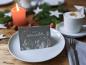 Preview: Weihnachtliche Tischkarten Weiß Beige Korall, mini Klappkarten zum beschriften deiner Festtafel an Weihnachten