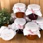 Preview: Marmeladendeckchen für Dankeschön Gastgeschenke im floralen vintage Design, Schwarz Weiß