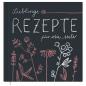 Preview: Rezeptbuch zum selbst gestalten, Vintage Blumen Design in Tafel SchwarzBeige Blau Gelb Rot