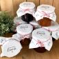 Preview: Marmeladendeckchen für Hochzeit Gastgeschenke im floralen vintage Design, Schwarz Weiß