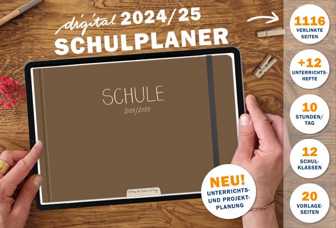 Lehrerkalender digital 2024 2025, Planungshelfer fürs Tablet zur Unterrichtsvorbereitung und Schuljahr Planung