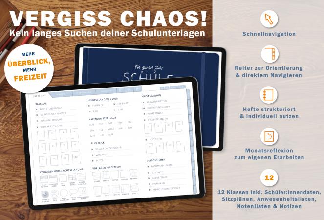 Digitaler Terminkalender 2024 2025 für Lehrerinnen & Lehrer für die Unterrichtsplanung, interaktives pdf