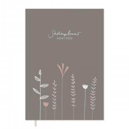 Studienkalender 2024 2025 beige weiß rosa mit Blumen inkl. Planungshelfer für die Studienplanung