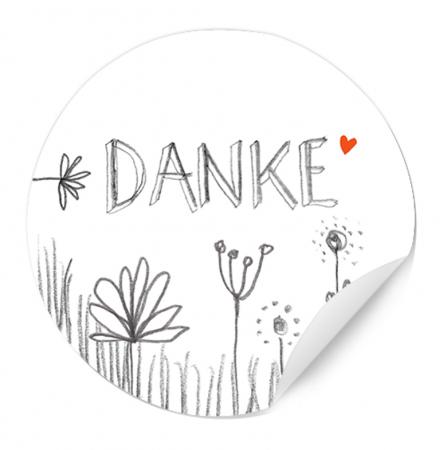 Danke-Sticker im floralen Design für Hochzeit Gastgeschenke