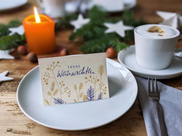 Weihnachtliche Tischkarten Creme Beige, mini Klappkarten zum beschriften deiner Festtafel an Weihnachten