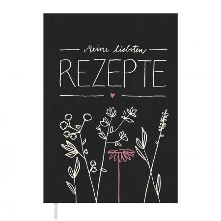 Rezeptbuch zum selbst gestalten, Vintage Design in Schwarz Weiß Rosa