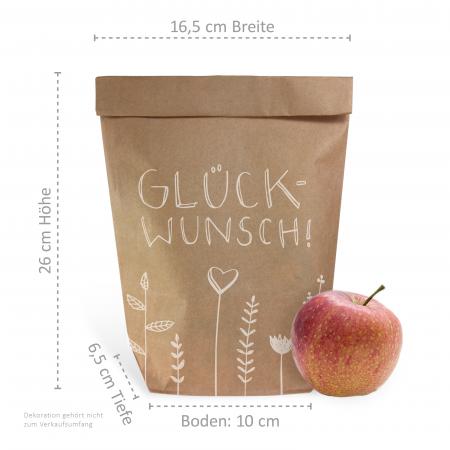 Glückwunsch Geschenke mit vintage Charme, Kraftpapier Geschenktüten in Beige Weiß