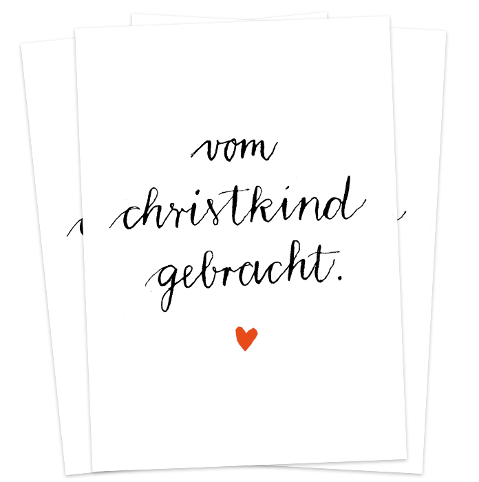 Christkind Postkarten Kalligrafie Handlettering Design Weiss Eine Der Guten