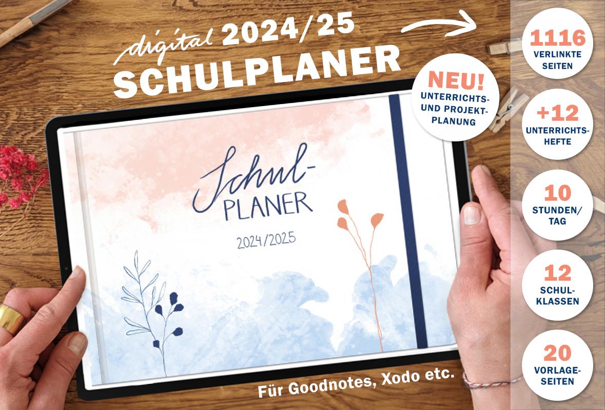 Lehrerkalender digital 2024 2025, Planungshelfer fürs Tablet zur Unterrichtsvorbereitung und Schuljahr Planung