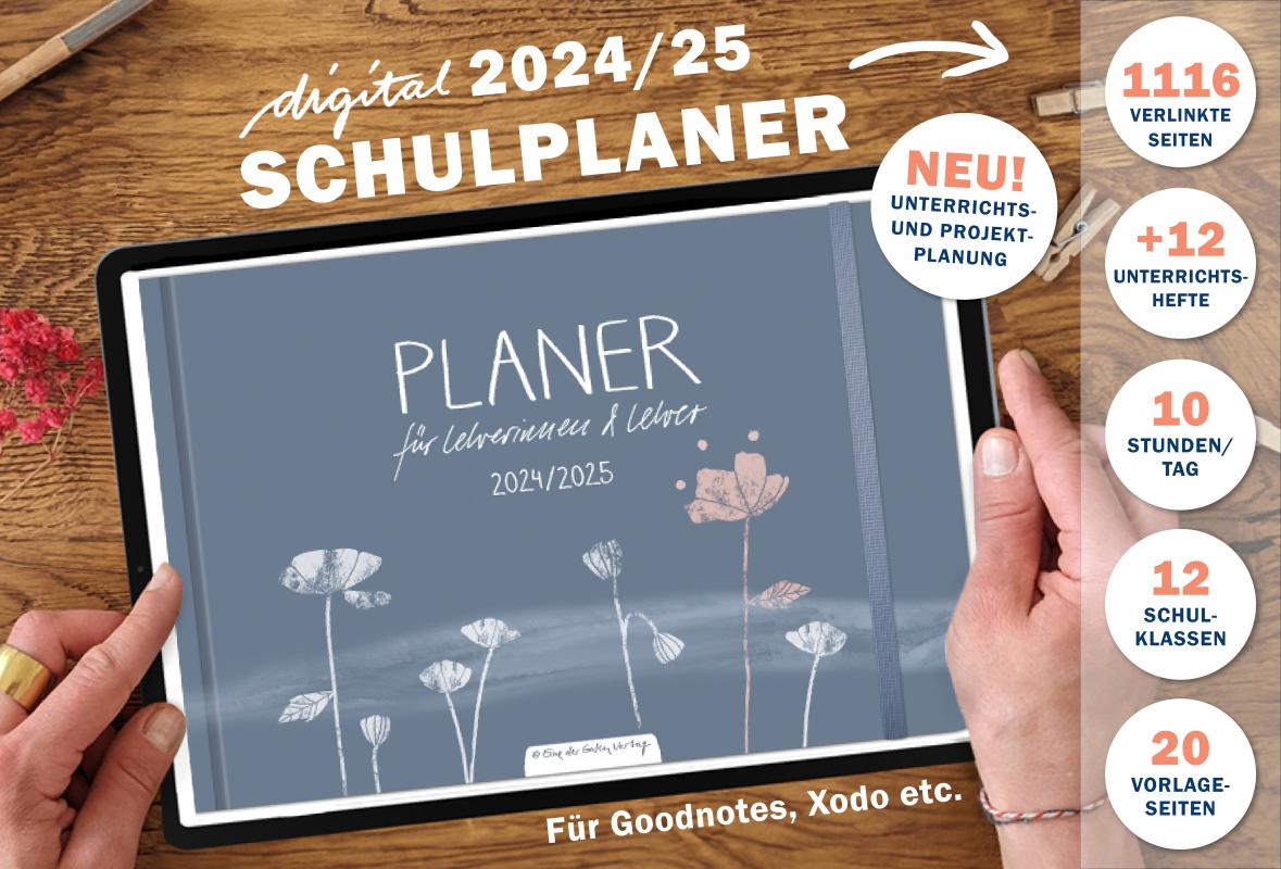 Lehrerkalender digital 2024 2025, Planungshelfer fürs Tablet zur Unterrichtsvorbereitung und Schuljahr Planung