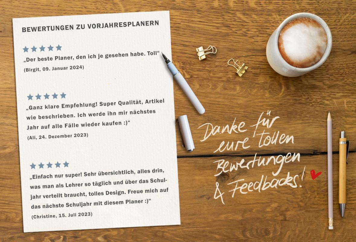 Lehrerkalender 2024 2025 für die Grundschule, blau, mit Stundenplan, Klassenlisten, Kontaktlisten, Klassenarbeiten Planung, Vertretungsstunden, u.v.m.