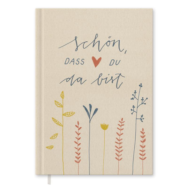 Hochzeitsgästebuch Creme, florales Handlettering Design, Hardcover Gästebuch