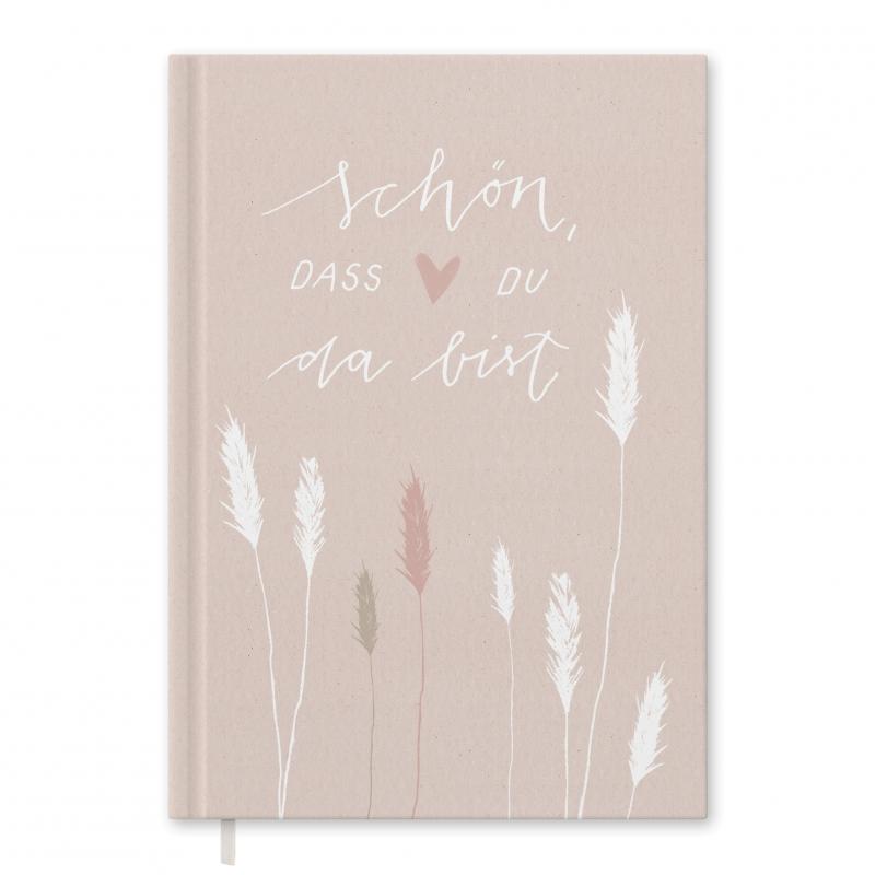 Hochzeitsgästebuch Rosa, florales Handlettering Design, Hardcover Gästebuch