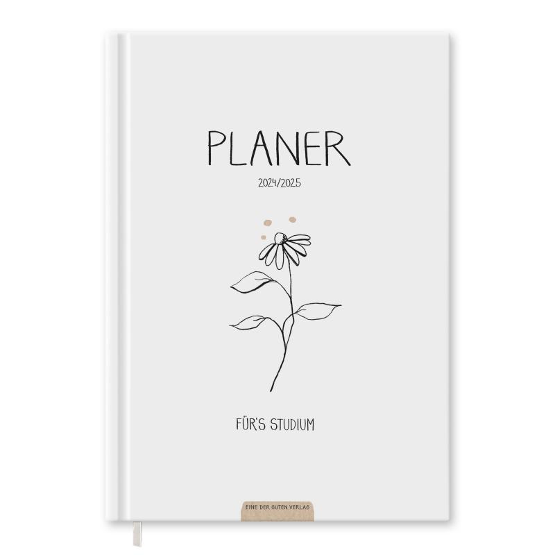 Studienkalender 2024 2025 weiß mit Blumen inkl. Planungshelfer für die Studienplanung