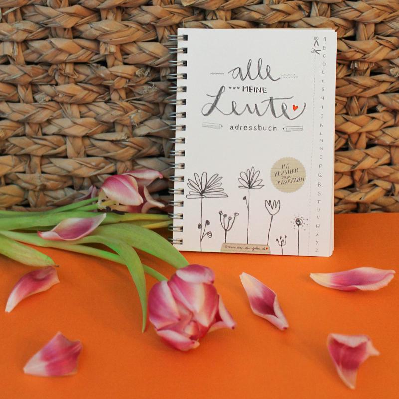 A6 Adressbuch im floralen Handlettering Design