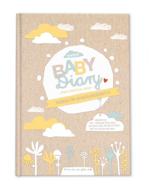 Hardcover Babytagebuch A5 DER für Mädchen, & beige Jungen EINE GUTEN zum Eintragen