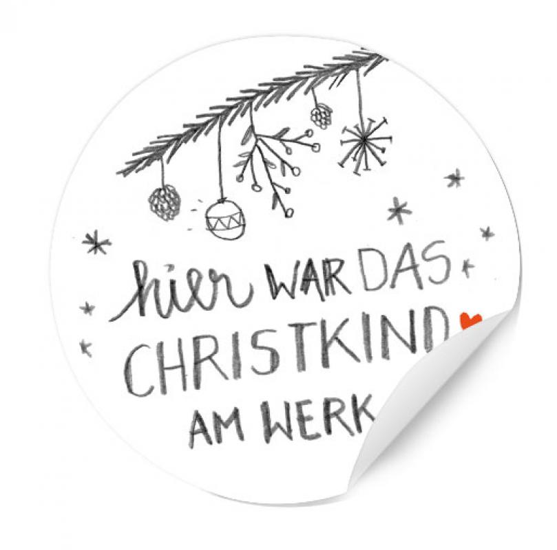 Weihnachtsetiketten im Bleistift Look mit Tannenzweig, Sterne