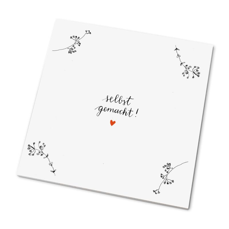 Marmeladendeckchen für Dankeschön Gastgeschenke im floralen Kalligrafie Design, Schwarz Weiß