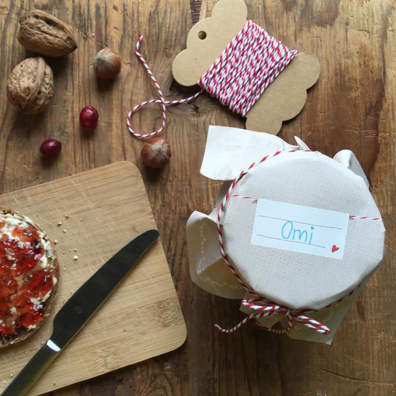 Marmeladendeckchen Beige für Weihnachtsgeschenke und selbstgemachte Marmelade