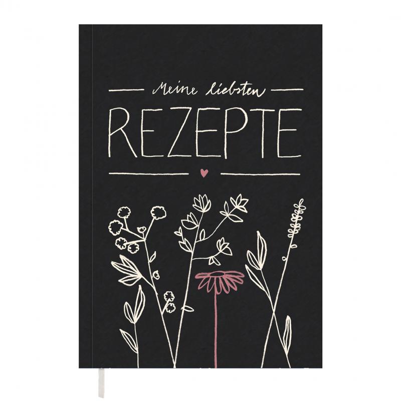 Rezeptbuch zum selbst gestalten, Vintage Design in Schwarz Weiß Rosa