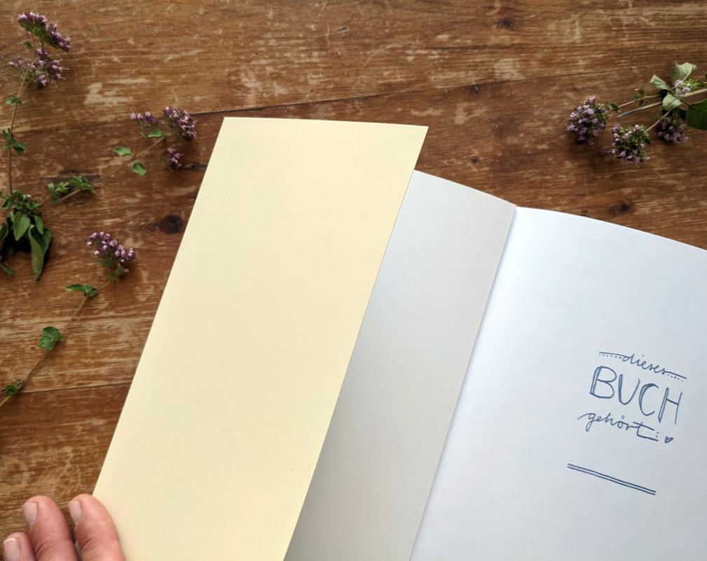 Blanko Kochbuch zum selbst ausfüllen im Vintage Design, Gelb Blau Rosa