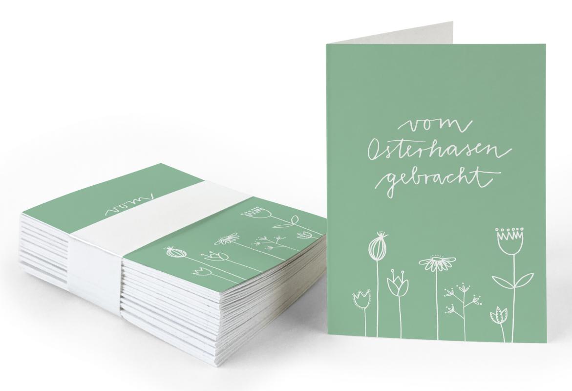 Geschenkanhänger von Osterhasen gebracht Grün Weiß, mini Klappkarten zum beschriften deiner Ostergeschenke