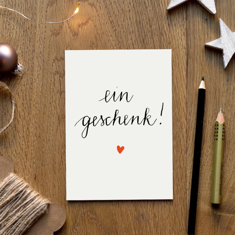 Geschenk Weihnachtskarten im Kalligrafie Handlettering Design, Schwarz Weiß