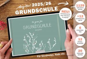 Lehrerkalender digital 2025 2026, Planungshelfer fürs Tablet zur Unterrichtsvorbereitung und Schuljahr Planung, Grundschule