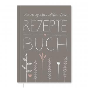 Rezeptbuch zum selbst gestalten, Vintage Design in Grau Beige